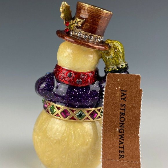 Jay Strongwater Snowman Trinket Box 2013 New In Box Swarovski Crystals - Picture 7 of 10